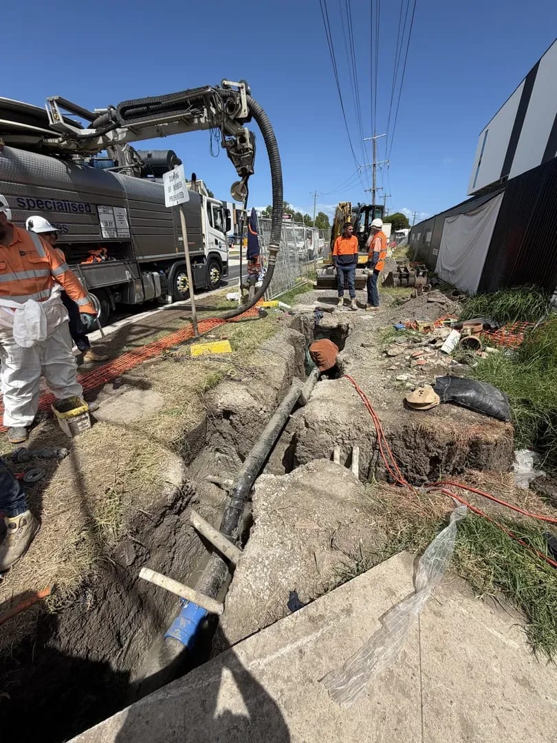 Water main pipe laying works by Prost Group